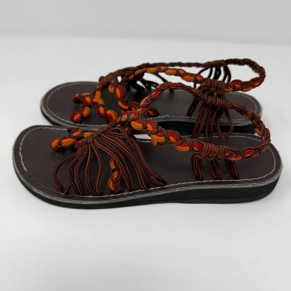 Free Ways Sandals Size Small Open Toe‎ Multi Color Braided Strap Sandals Women's